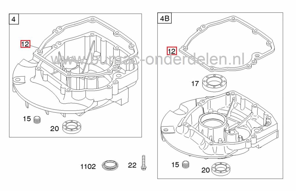 B&S Carterpakking voor Quantum - Europe en Max Motor op Gazonmaaier - Cirkelmaaier - Loopmaaier, Briggs and Stratton Carter Pakking