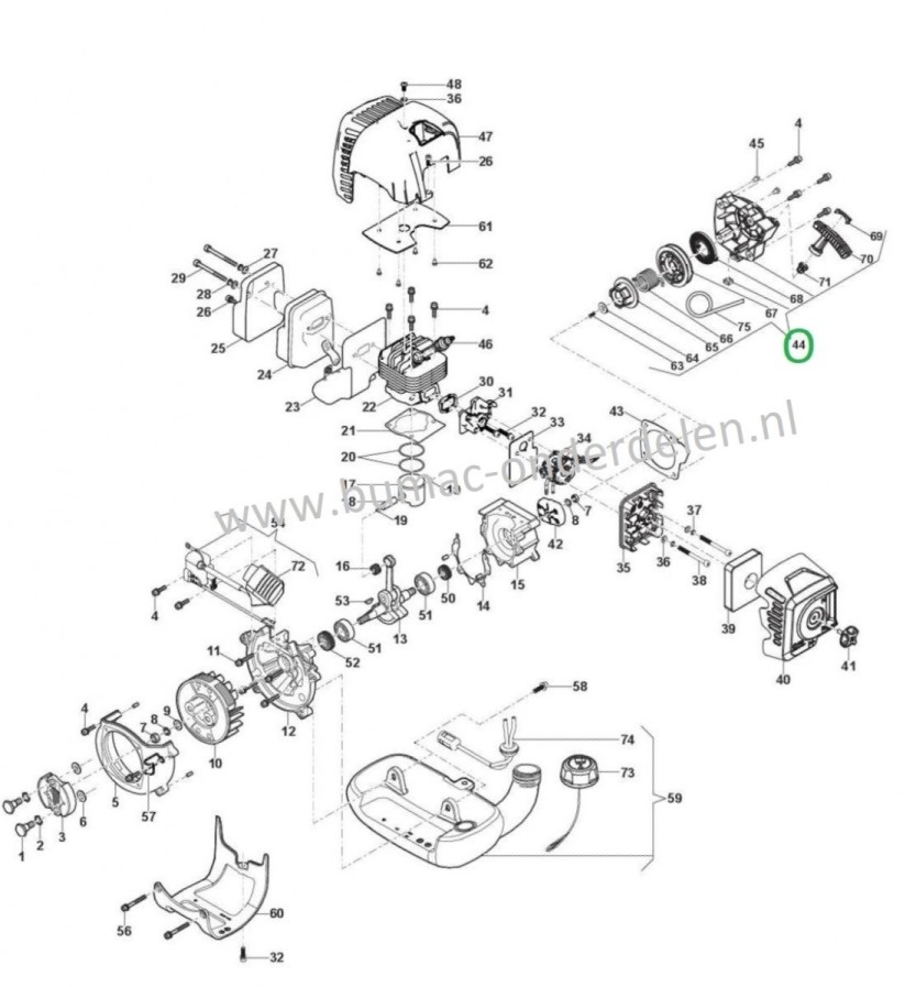 Handstarter voor Stiga, Alpina, Mountfield, Castelgarden Bosmaaier, Trimmer ABR42, ABR42D, ABR52, ABR52D, B42, B42D, B52, B52D, CB142, CB153D, CB153F, EP420G, OKAY4516MS, SBC242, SBC242D, SBC243D, SBC252, SBC252D, SBC252F, SBC253D, SBC253F, TB422D, XB242D