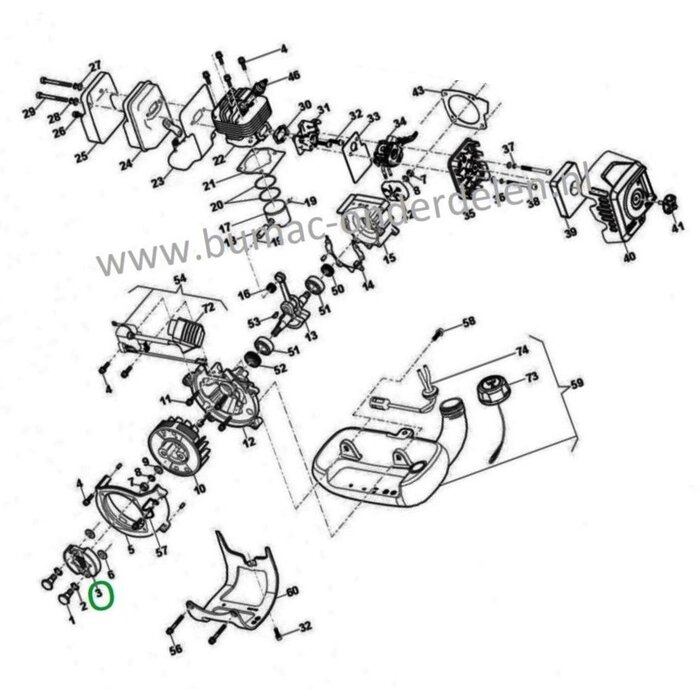 Koppeling voor Stiga, Castelgarden, Alpina, Mountfield ABR32, ABR32D, ABR42, ABR42D, ABR52, ABR52D, B32, B32D, B42, B42D, B52, B52D, CB132, CB142, CB152D, CB152F, EP320G, EP420G, MB33D, OKAY4516MS, SBC232, SBC232D, SBC233D, SBC242, SBC242D, SBC243D, SBC25