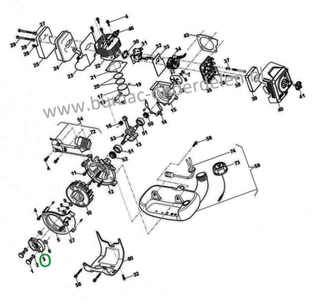 Koppeling voor Stiga, Castelgarden, Alpina, Mountfield ABR32, ABR32D, ABR42, ABR42D, ABR52, ABR52D, B32, B32D, B42, B42D, B52, B52D, CB132, CB142, CB152D, CB152F, EP320G, EP420G, MB33D, OKAY4516MS, SBC232, SBC232D, SBC233D, SBC242, SBC242D, SBC243D, SBC25