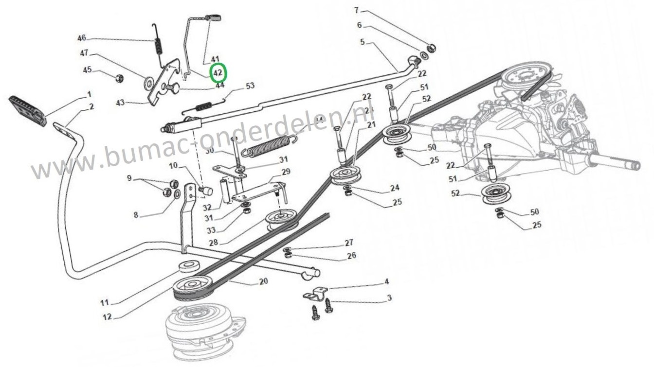Remhendel  voor  STIGA, Castelgarden. Mountfield, Alpina Zitmaaier - Frontmaaier - Tuintrekker SD 98 13/14