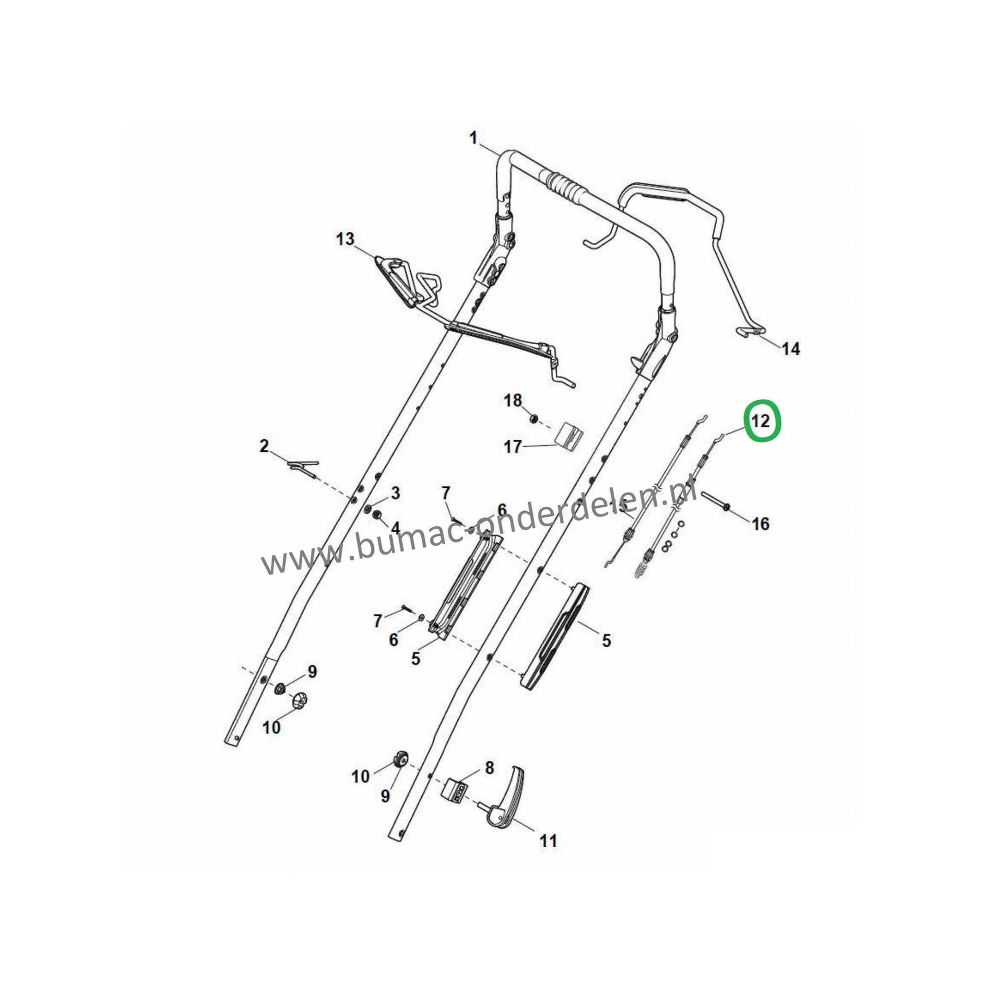 Koppelingskabel voor STIGA, CASTELGARDEN, ALPINA, MOUNTFIELD Grasmaaiers, Benzinemaaiers, Loopmaaiers, Cirkelmaaiers, BT1953THV, BT6753TBVIS, EP484TBI, EP484TH, EP534TBX, EP534THV, INVT17053THV, INVT6753TBISV, MLMP161B&S-3SP, MP1504SQ-B, MP1504SQE-B, MP15