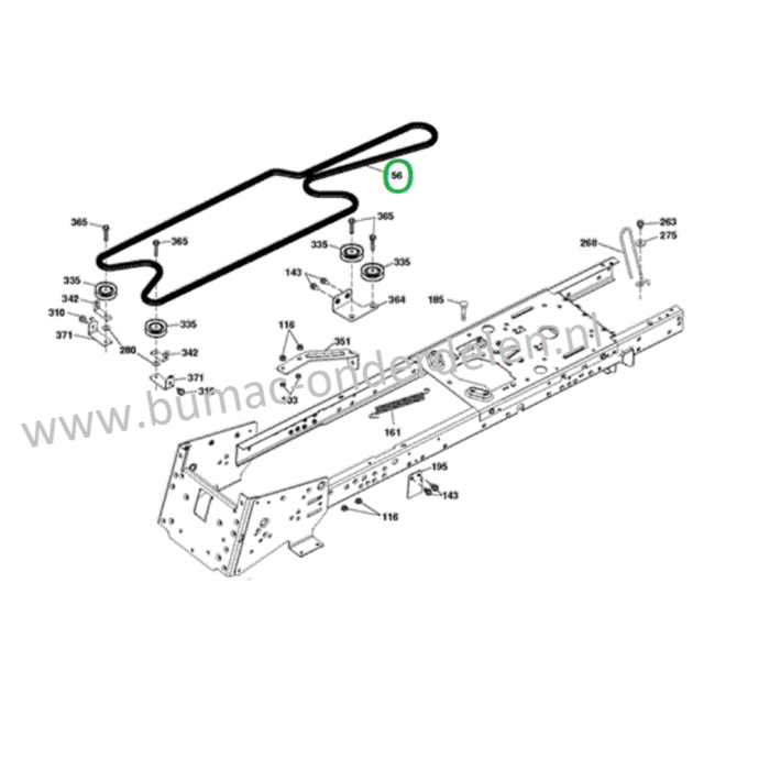 Zeskantsnaar AA122 Rijaandrijving Husqvarna, Jonsered, Partner, McCulloch Zitmaaier o.a. voor M125-97TC, M155-97TC, M165-97TC, M185-107TC Aandrijfriem Hydrostaat - wielen Dubbele V snaar
