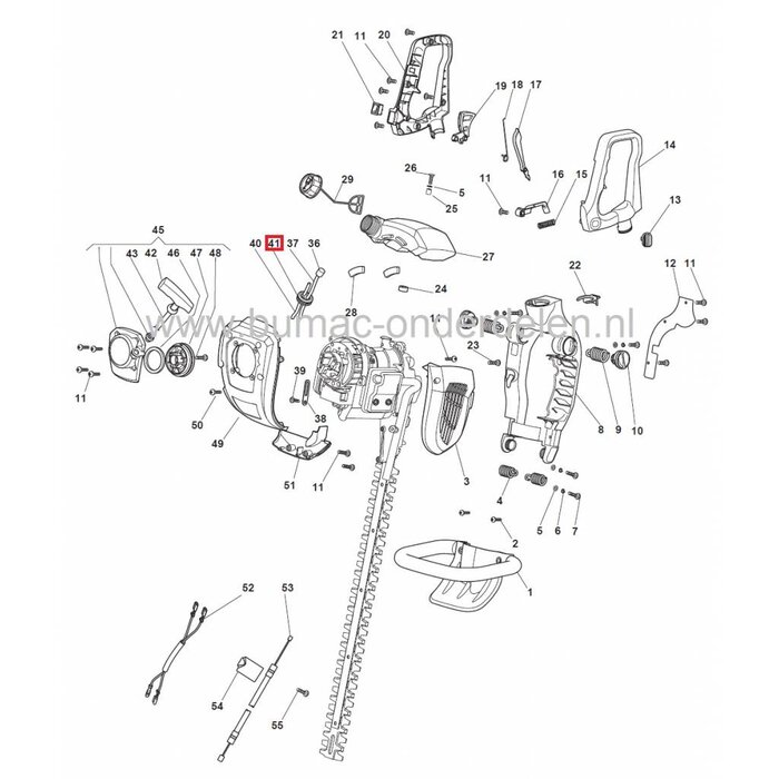 Doorvoerrubber voor Stiga SHJ550 en SHP60 Heggenschaar, Castelgarden - Alpina - Mountfield en MTD HT55B, onderdeel