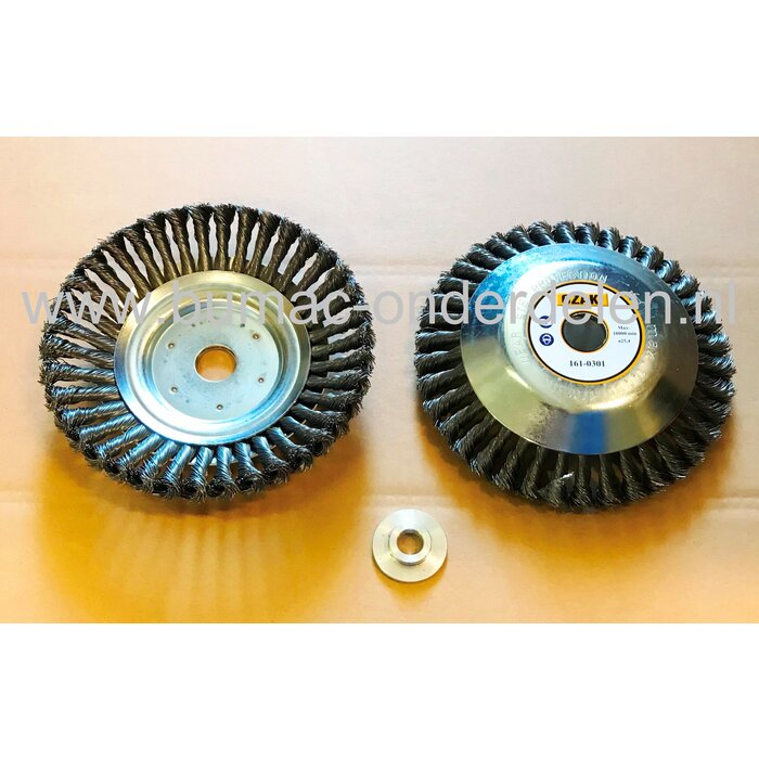 Onkruidborstel voor Bosmaaier, Motorzeis, Stalen Borstel 200 mm aansluiting 20 of 25,4 mm, Borstel voor verwijderen van Onkruid op Stoep, Trottoir, Oprit, Stenen Borstel voor Stihl, Husqvarna, Jonsered, Echo, Dolmar, Stiga, Kawasaki, Makita, MTD, Castelga