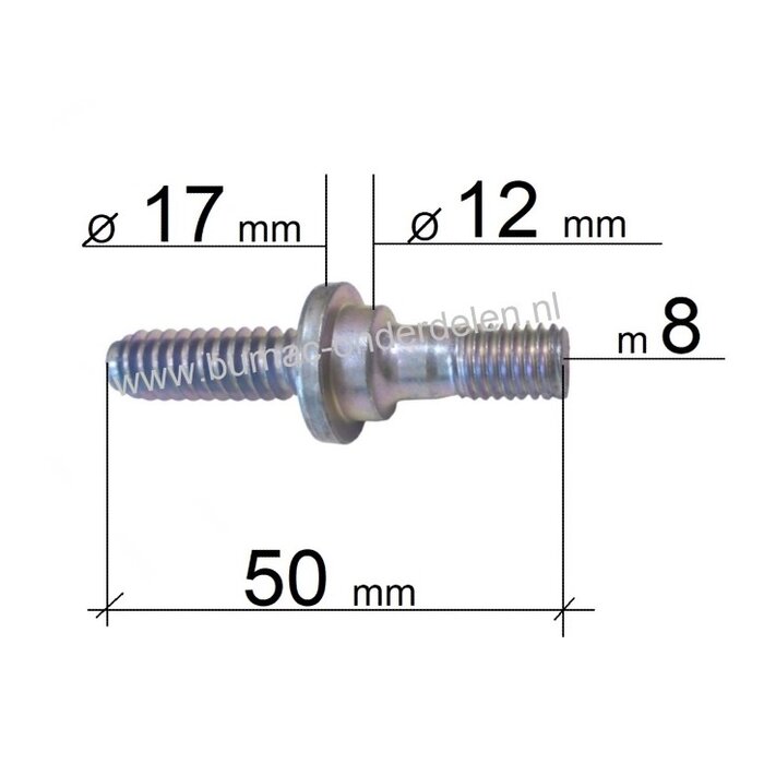 Kraagbout voor Stihl Kettingzaag, Motorzaag, Draadeind voor Bevestigen van Zaagblad en Rechter Zijkap van Kettingzaag, Motorzaag, Bout, Tapeind komt onder andere voor op STIHL MS311, MS391 Kettingzagen