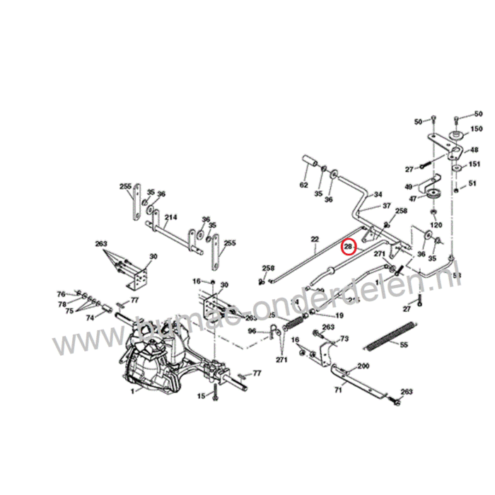 Vrijstandhendel Husqvarna, Jonsered, McCulloch, Partner Zitmaaier Hendel tbv vrijloop Hydrostaat, Hydrostaatontgrendelingspook, Hendel om de Hydrostaat te ontkoppelen opdat de Zitmaaier verduwt kan worden komt onder andere voor op FL 12597, FLL 1