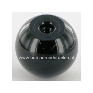 Knop Ø 25 mm, Draad M6, te gebruiken voor Diverse Hendels van onder andere Grasmaaiers, Zitmaaiers, Frontmaaiers, Tuinfrees, Trilplaat, Tuintrekkers, Loopmaaiers, Cirkelmaaiers, Buitendiameter Ø 25 mm, Binnendiameter - Draad Ø M6