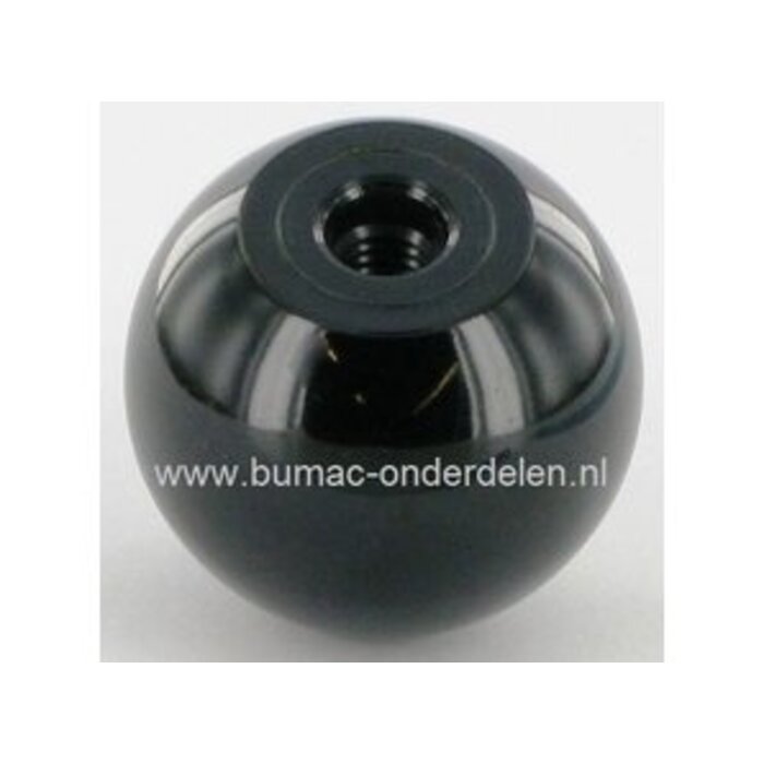 Knop Ø 25 mm, Draad M6 te gebruiken voor Diverse Hendels van onder andere Grasmaaiers, Zitmaaiers, Frontmaaiers, Tuinfrees, Trilplaat, Tuintrekkers, Loopmaaiers, Cirkelmaaiers, Buitendiameter Ø 25 mm, Binnendiameter - Draad Ø M6