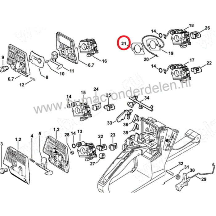 Hitteschild voor Stihl Kettingzaag, Motorzaag o.a. voor MS036, MS260, Ms260C, MS360