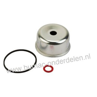 Vlotterbak met pakking voor B&S motoren op Grasmaaiers, Benzinemaaiers, Cirkelmaaiers, Gazonmaaiers, Loopmaaiers, onder andere voor modelnr: 80200, 82200, 83400, 112200, 121700, 121800, 122700,  123700, 123800, 124700, 124800, 125700, 126700, 126800, 1302