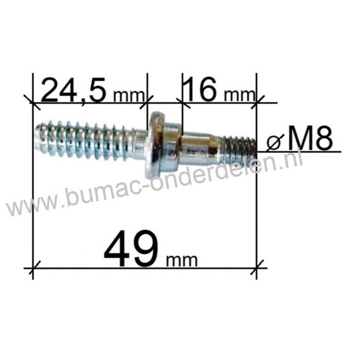 Kraagbout voor STIHL Motorzaag, Kettingzaag  voor Bevestigen van Zaagblad, Rechter Zijkap van Kettingzaag  o.a. model MS271, MS271C, MS291, MS291C