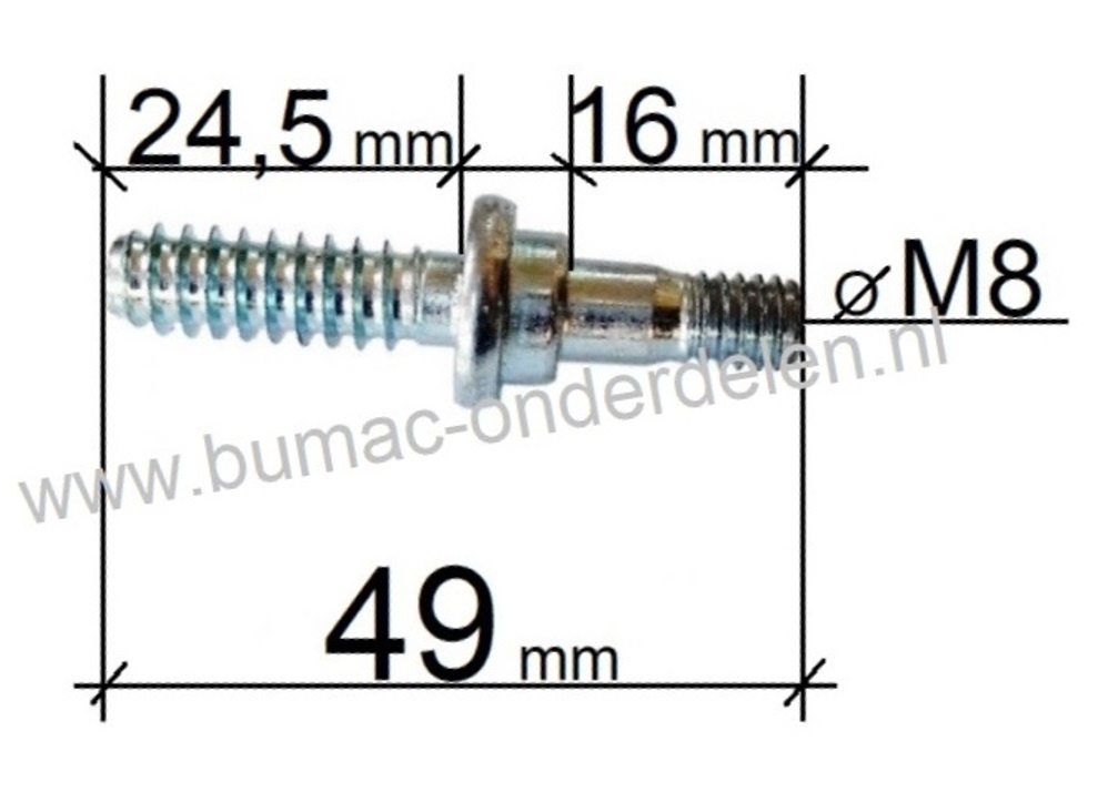 Kraagbout voor STIHL Motorzaag, Kettingzaag  voor Bevestigen van Zaagblad, Rechter Zijkap van Kettingzaag  o.a. model MS271, MS271C, MS291, MS291C