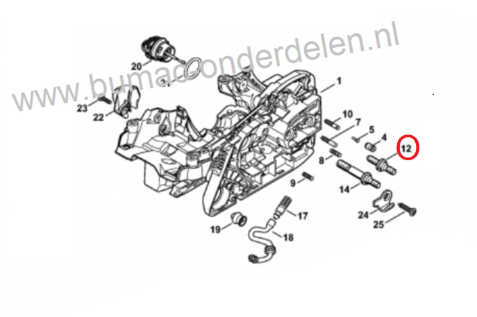 Kraagbout voor STIHL Motorzaag, Kettingzaag  voor Bevestigen van Zaagblad, Rechter Zijkap van Kettingzaag  o.a. model MS271, MS271C, MS291, MS291C