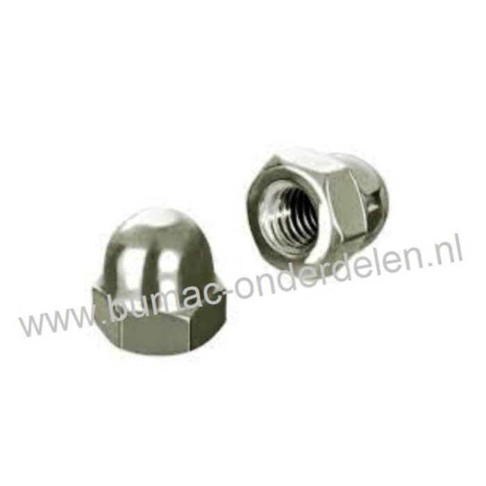 RVS Zeskant  Dopmoer hoog model, Schroefdraad M4 x 0.7, Sleutelmaat 7 mm, Hoogte 8 mm, Klasse 8.8, M4x0.7
