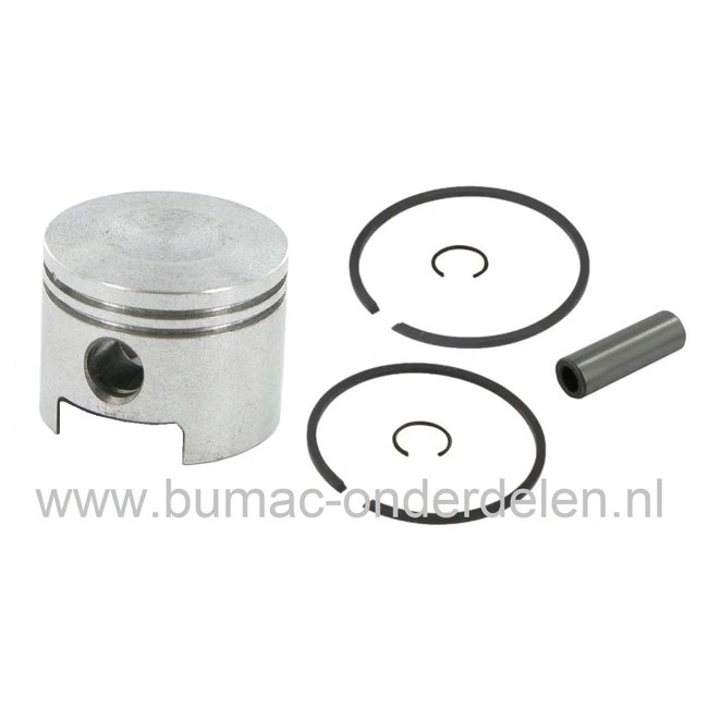 Zuigerset voor Kawasaki TH48 Bosmaaiers, Trimmers, Bermmaaiers, Zuiger Ø 44 mm Compleet met Veren, Pistonpen en Borgclips voor KAWASKI TH-48, Complete Zuigerkit