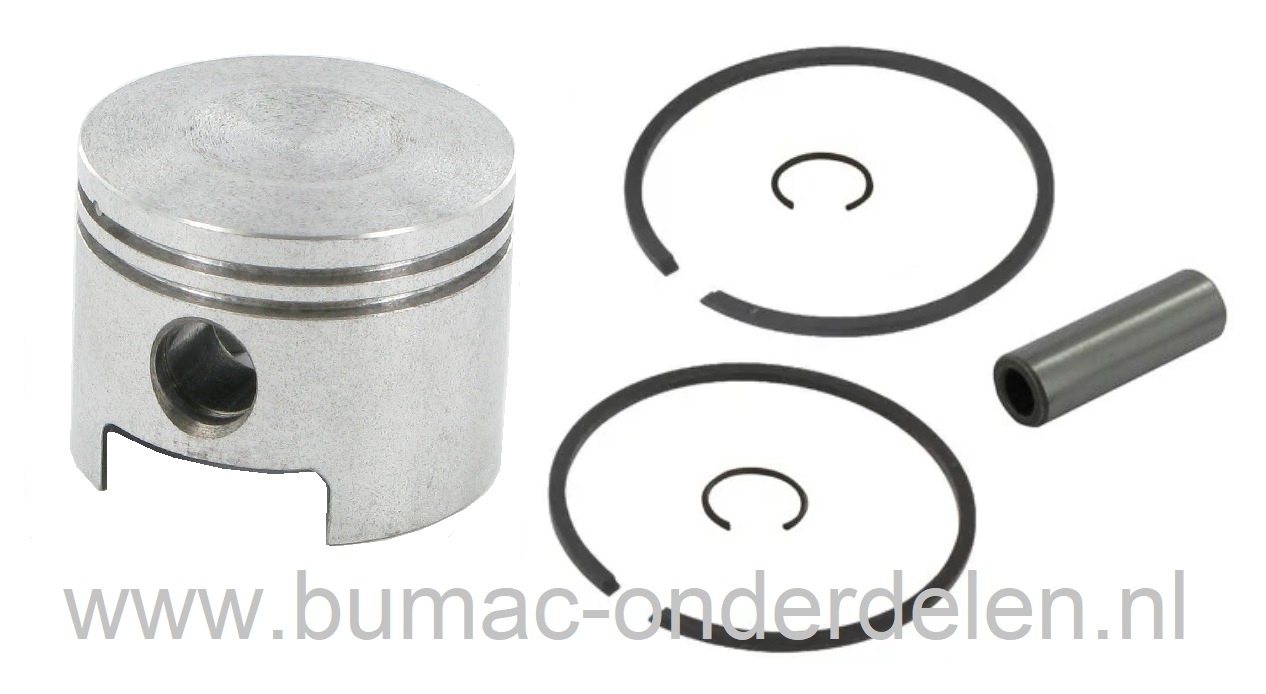 Zuigerset voor Kawasaki TH48 Bosmaaiers, Trimmers, Bermmaaiers, Zuiger Ø 44 mm Compleet met Veren, Pistonpen en Borgclips voor KAWASKI TH-48, Complete Zuigerkit