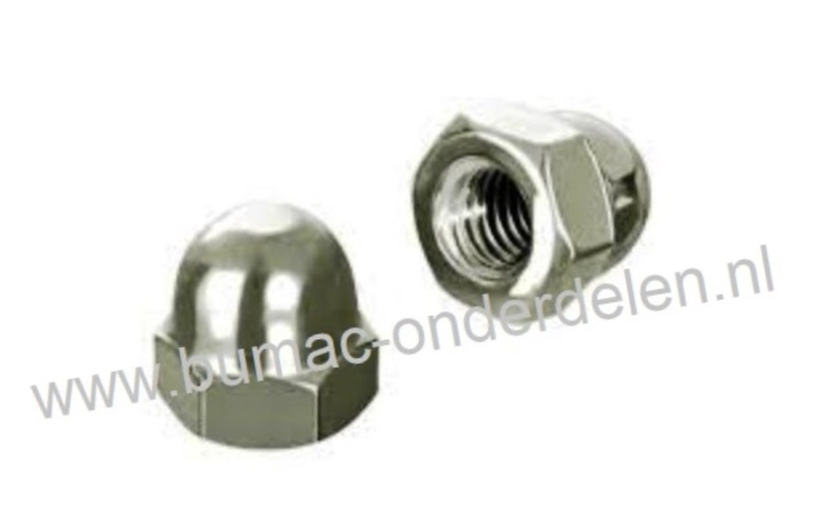 RVS Zeskant  Dopmoer hoog model, Schroefdraad M10x1.5,  Sleutelmaat 17 mm, Hoogte 18 mm, Klasse 8.8