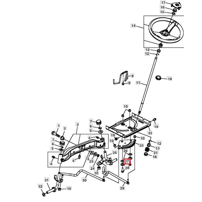 Stalen Geleide Bus voor Tandheugel van Johndeere Zitmaaier 102, 105, 115, 125, 135, 145, 155C, 190C, D100, D110, D120, D125, D130, D140, D150, D160, D170, L100, L105, L107, L108, L110, L111, L118, L120, L130, LA100, LA105, LA110, LA115, LA120, LA125, LA13