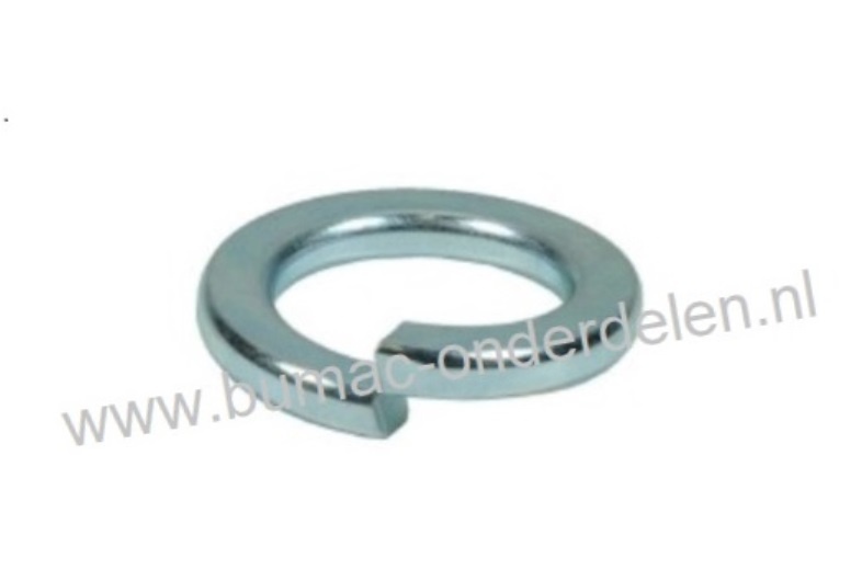 Veerring M6 verzinkt, ring met opstaand vlak uiteinde gemaakt van veerstaal, Binnendiameter Ø 6,5 mm, Buiten diameter Ø 9,7 mm, Dikte 1,8 mm, DIN 127B.