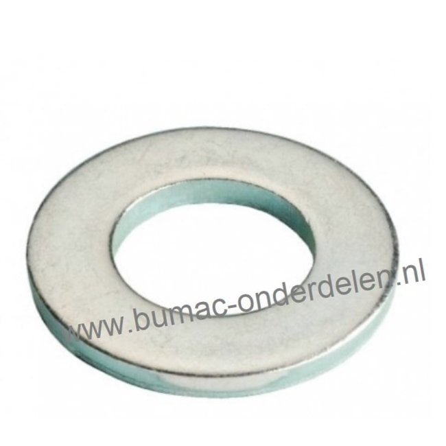 Sluitring M8 verzinkt, Vlakke sluitring zonder afschuining, 8,4 mm, Buiten diameter Ø 15,6 mm, Dikte 1,4 mm, DIN 125A - Onderdelen in en om de tuin - en Aanhangwagen onderdelen.