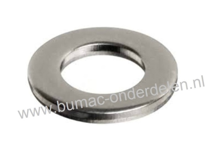 RVS Sluitring M6 Vlakke RVS Sluitring zonder afschuining, Binnendiameter Ø 6,4 mm, Buiten diameter Ø 12 mm, Dikte 1,6 mm,  DIN 125A