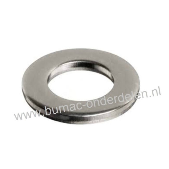 RVS Sluitring M8 , Vlakke RVS Sluitring zonder afschuining, Binnendiameter Ø 8,4 mm, Buiten diameter Ø 16 mm, Dikte 1,6 mm,  DIN 125A