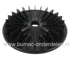 Waaier met Meshouder voor John Deere, Sabo, Sabre Grasmaaiers, Ventilator, Schoepenwiel met Maaimeshouder, JOHN DEERE 70PE, 74PM, 74SE, 74SM, 80PE, 84SM, R40, R43, R43S, R43V, R43VE, R43VO, R43VT, R47KB, R47S, R47VE, R47VK, R47VO, R47VB - SABO: 43-130H Cl