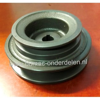 Dubbele Poelie met Spiebaan op Maaidek 100B van Stiga Park Frontmaaier Buitendiameter 94 / 125 mm Binnendiameter 17 mm Hoogte 52 mm Aandrijfpoelie voor Messen komt ook voor op Castel Garden en Mountfield Zitmaaiers