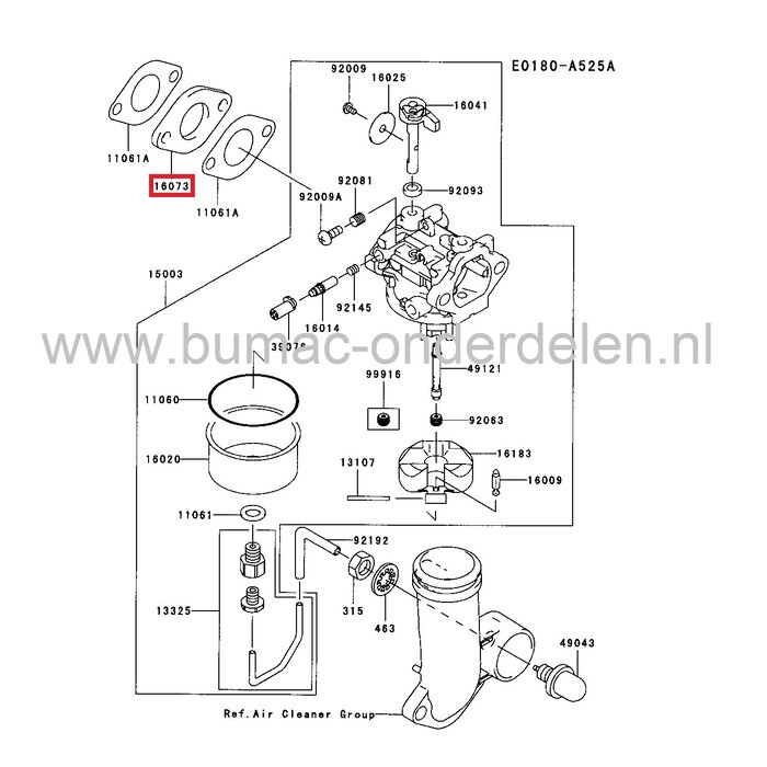 Inlaatrubber voor Kawasaki FJ180V Motoren op Gazonmaaiers, Benzinemaaiers, Cirkelmaaiers, KAWASAKI Tussenring voor Carburateur FJ-180-V Motor, Insulator, Inlaat Pakking, Afdichting