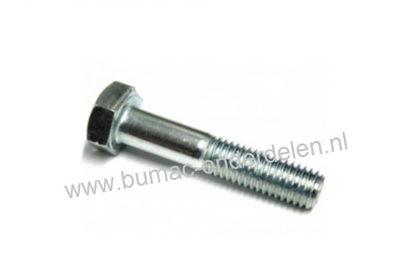 Zeskantborstbout, verzinkt, met deeldraad, metrische schroefdraad.  Bout M12x40, Sleutelmaat 19, Din 931, Klasse 8.8, Zeskantbout met borst, Lengte wordt gemeten van onder de kop.