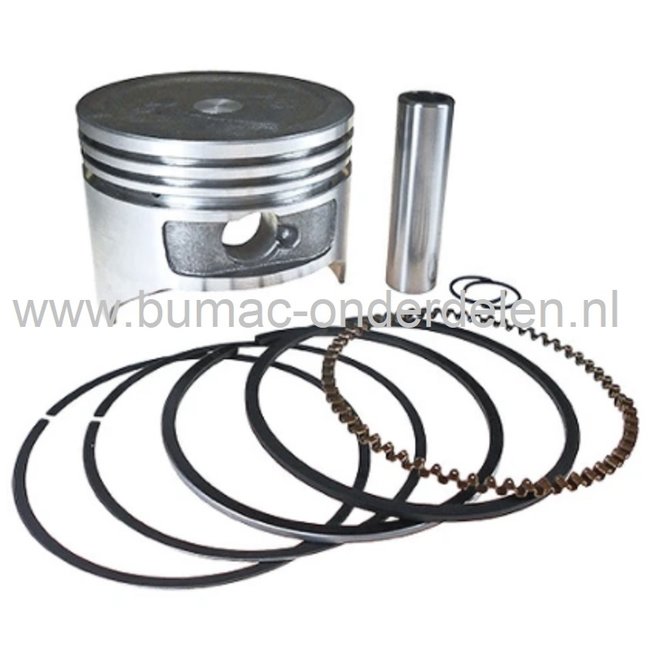 Zuigerset Ø 68 mm voor Honda GX200 Motoren op Hogedrukreiniger, Aggregaat, Trilplaat, Houtversnipperaar, Tuinfrees, Waterpomp, Generator, Zuiger Compleet met Zuigerveren, Pistonpen en Borgclips voor HONDA GX 200 Motoren onderdeel