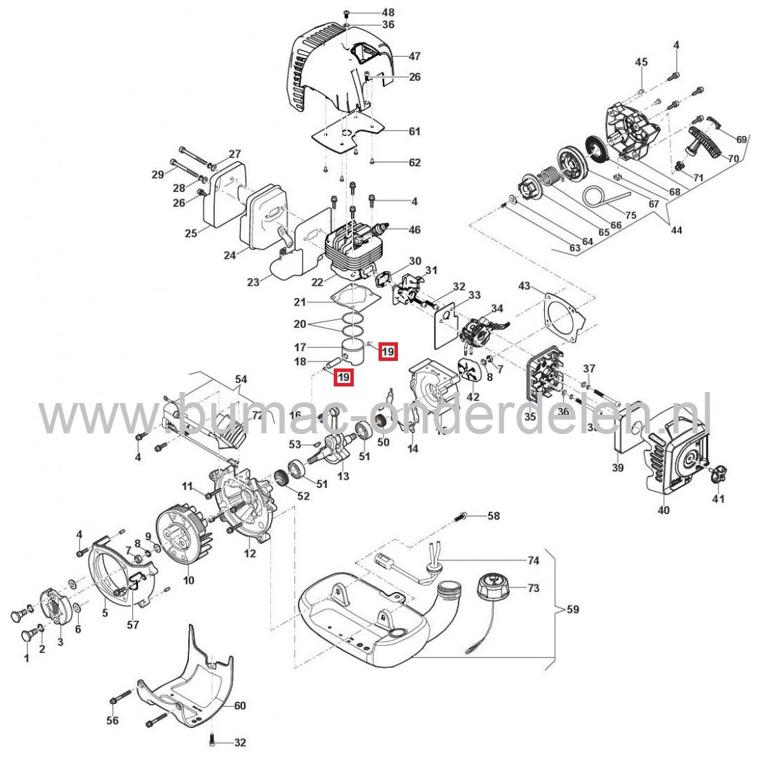Borgclips voor Castelgarden, Stiga, Alpina, Mountfield Bosmaaiers, Trimmers, Bermmaaiers, ABR42D, ABR52D,  B42D, B52D, BC545D, BC555B, BC555R, CB142, CB153D, CB153F, EP420G, OKAY 4516MS,  SBC242D, SBC243D, SBC252D, SBC253D, SBC253F, TB442D, XB242D, XB253D