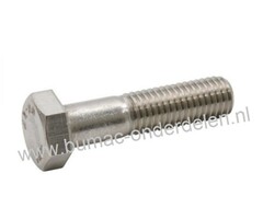 RVS Borstbout met  deeldraad Bout M8x50, Sleutelmaat 13, Din931, Klasse 8.8, RVS Zeskantbout met borst, Lengte wordt gemeten van onder de kop. Metrische Bout