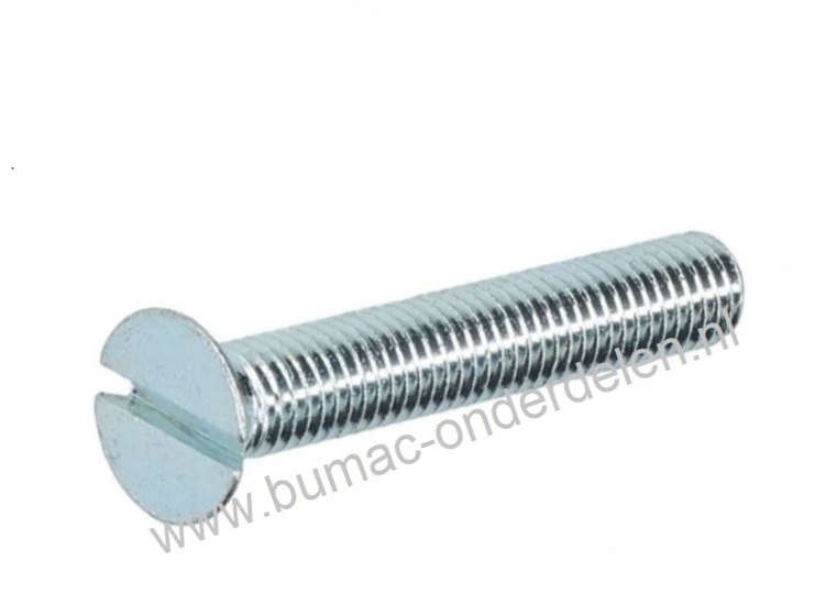 Metaalschroef M5x50 mm met Verzonken Kop en Zaaggleuf metrisch verzinkt, DIN 963, Klasse 4.8, Verzonken schroef M5x0.8x50