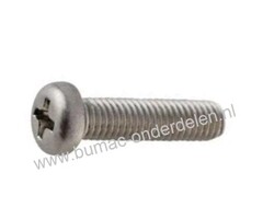 Metaalschroef M6 x 30 Verzinkt, met bolcilinder kop en kruisgleuf, Metrisch, Voldraads, Din 7985 Klasse 4.8 M6x1.0x30
