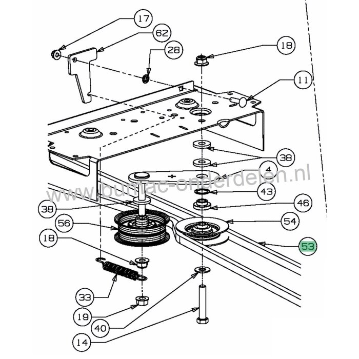 V Snaar voor Aandrijving van Hydrostaat bij MTD - Wolf - Yard Man - Bolens - Cub Cadet - Gutbrod - Motec Zitmaaier Aandrijfriem Wielen, Rijaandrijving Ambition 105.175H, 92.165H, 105.175H, 105.200H, A92H, A92.165H, A105.180H, CC717HN, E13/92H, HN7285, JLX