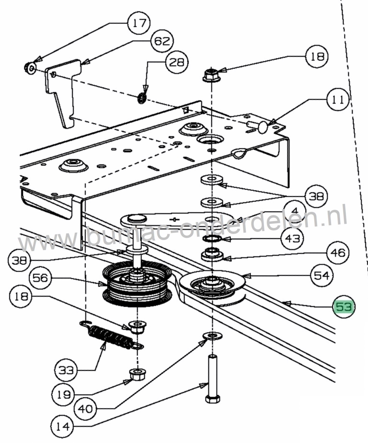V Snaar voor Aandrijving van Hydrostaat bij MTD - Wolf - Yard Man - Bolens - Cub Cadet - Gutbrod - Motec Zitmaaier Aandrijfriem Wielen, Rijaandrijving Ambition 105.175H, 92.165H, 105.175H, 105.200H, A92H, A92.165H, A105.180H, CC717HN, E13/92H, HN7285, JLX