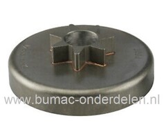 Aandrijftandwiel 3/8 voor Dolmar en Makita 112, 113, 114, 116, 117, 119, 120, 116si en 120si, Kettingzaag, Motorzaag, Koppelingstrommel met vast Tandwiel voor DOLMAR, MAKITA Kettingzagen, Motorzagen onderdeel