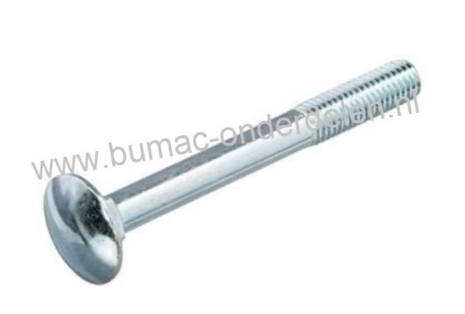 Slotbout M12x70, verzinkt, met platte afgeronde kop en vierkantnok. Bout M12x70, Klasse 8.8, Din  603.