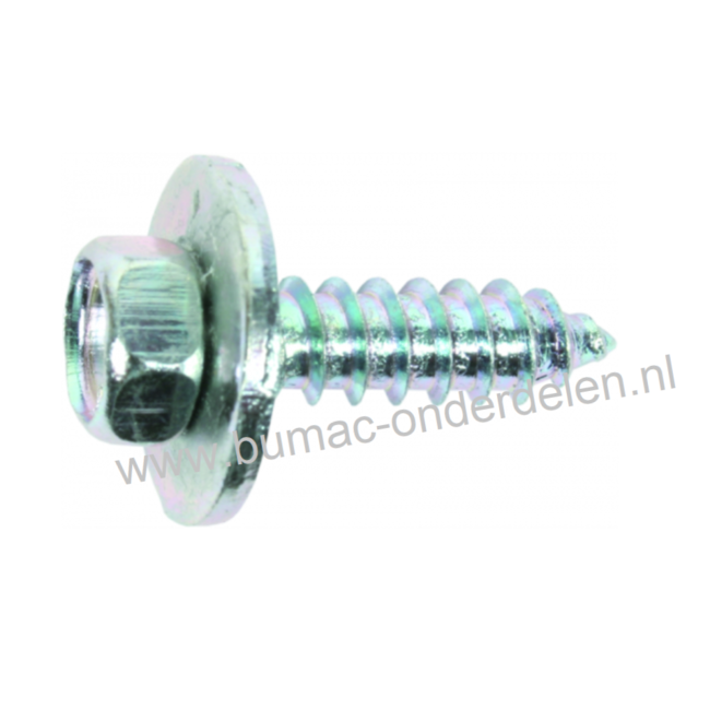 Zelftap Plaatschroef 4,8x13 mm met zeskantkop en sluitring, Verzinkt DIN 6901 Sleutelwijdte 8 mm 4,8 x 13