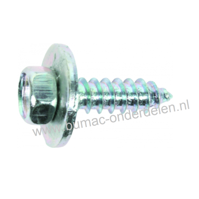 Zelftap Plaatschroef 6,3x16 mm met zeskantkop en sluitring, Verzinkt DIN 6901 Sleutelwijdte 10 mm 6,3 x 16
