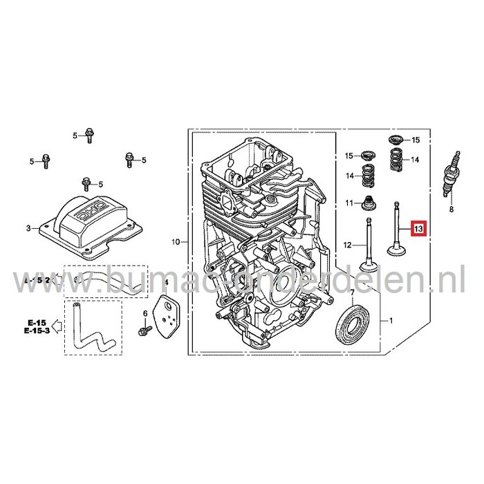 Uitlaatklep voor Honda GC135, GC160, GC190, GCV135, GCV160, GCV190 Motoren op Grasmaaiers, Verticuteermachines, Veegmachines, Benzinemaaiers, Loopmaaiers, HONDA Uitlaatklep GC 135, GC 160, GC 190, GCV 135, GCV 160, GCV 190 Motor met Verticale Krukas