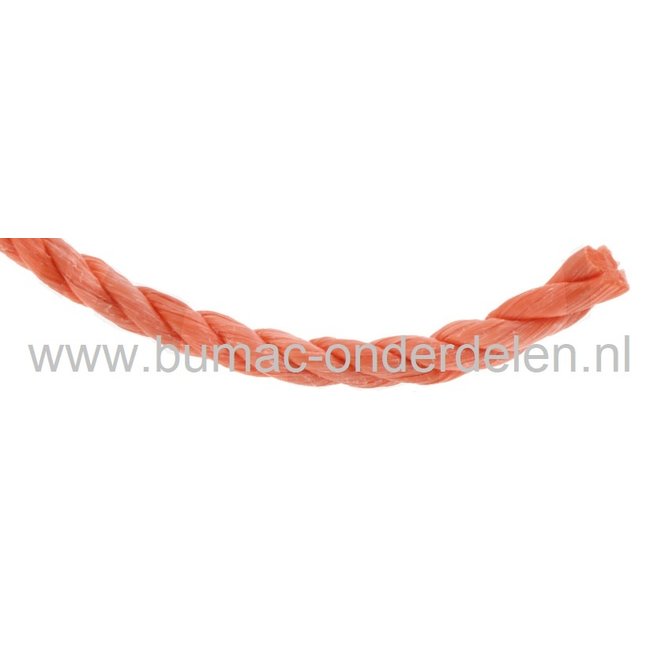 Nylon Touw 6 mm Gedraaid, Oranje, Polypropyleen Koord te gebruiken als onder andere Bindtouw, Trektouw of Klimtouw, Treksterkte 3,04 kN, Maximale Belasting 68 Kilogram, Koord