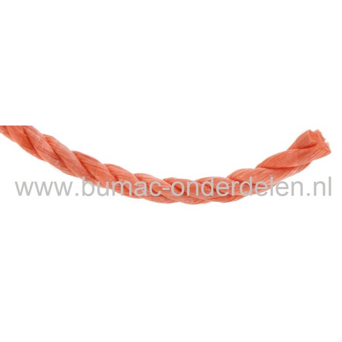 Nylon Touw 12 mm Gedraaid, Oranje, Polypropyleen Koord te gebruiken als onder andere Bindtouw, Trektouw of Klimtouw, Treksterkte 9,81 kN, Maximale Belasting 253 Kilogram, Koord, Schommel Touw