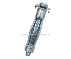 Hollewandplug verzinkt  M6X52 mm voor bevestigingen aan Gipsplaten, Hardboard en Plaatmateriaal 7-21 mm Metalen Plug met Schroef met metrische schroefdraad Boorgat Ø 12 mm