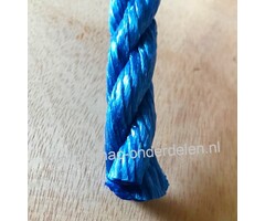 Nylon Touw 14 mm Gedraaid Blauw Polypropyleen Koord te gebruiken als onder andere Bindtouw, Trektouw of Klimtouw, Treksterkte 11,92 kN, Maximale Belasting 348 Kilogram, Koord