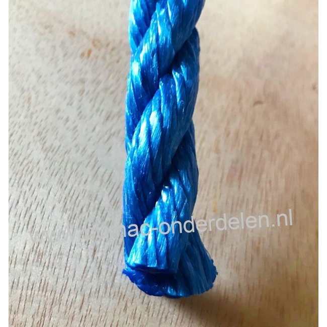 Nylon Touw 14 mm Gedraaid Blauw Polypropyleen Koord te gebruiken als onder andere Bindtouw, Trektouw of Klimtouw, Treksterkte 11,92 kN, Maximale Belasting 348 Kilogram, Koord