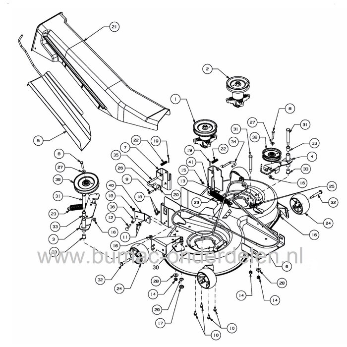 V snaar Maaidek voor MTD - Cub Cadet - Wolf - Yardman, Aandrijfriem voor de Messen bij Zitmaaiers - Frontmaaier - Tuintrekkers met 92 Cm Maaibreedte - Opvang, R125-92 (2006 - 2007)