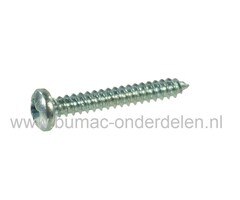Verzinkte Schroef 3,5x9,5 mm  met Kruiskop, Kruiskop maat 2, DIN 7981C, 3,5 x 9,5 mm  Cilinderkopschroef